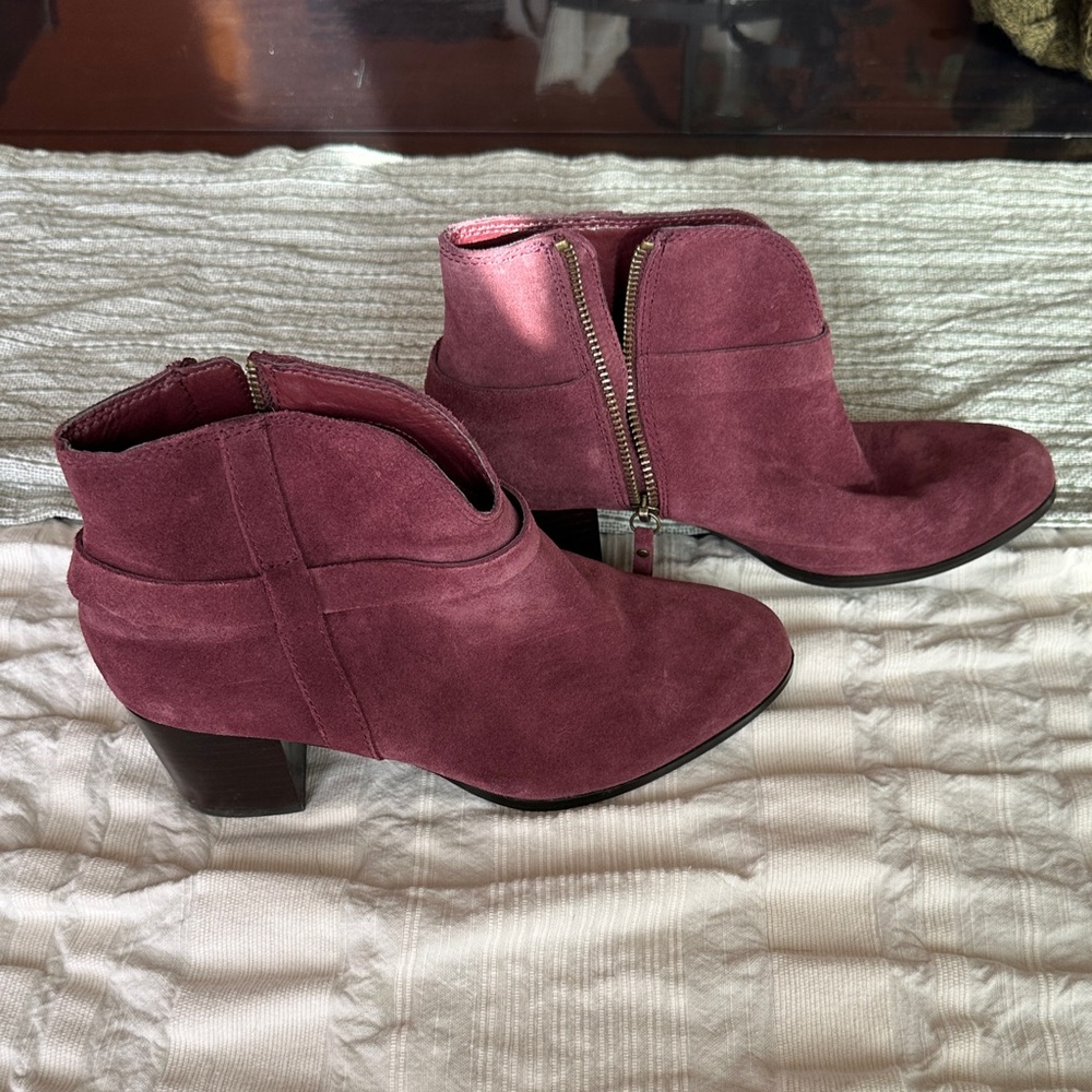 MIA Burgundy Suede Ankle Booties